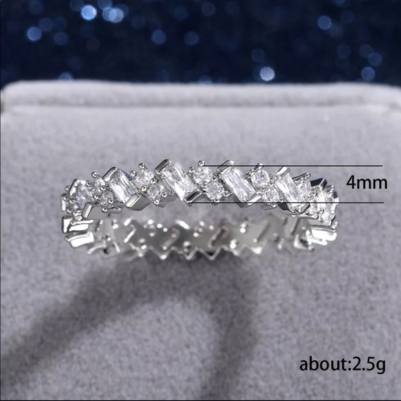 New 925 Silver Rectangular Diamond Engagement Ring - Picture 6 of 6